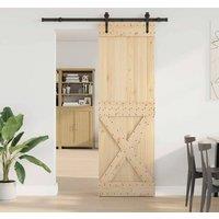 Berkfield Home Sliding Door with Hardware Set 70x210 cm Solid Wood Pine in Brown