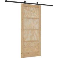 Berkfield Home Sliding Door with Hardware Set "ORKDAL" Solid Wood Pine in Beige