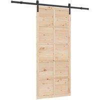 Berkfield Home Sliding Door Brown 80 x 208 cm Solid pine wood in Light Sand