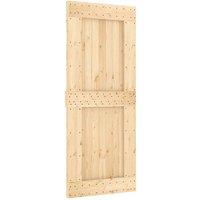 Berkfield Home Sliding Door with Hardware Set 85x210 cm Solid Wood Pine in Light Tan