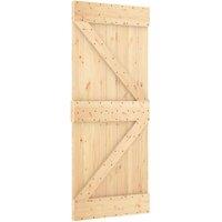 Berkfield Home Sliding Door with Hardware Set 85x210 cm Solid Wood Pine in Light Tan