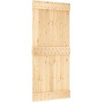 Berkfield Home Sliding Door with Hardware Set 90x210 cm Solid Wood Pine in Tan