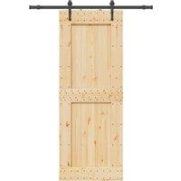 Berkfield Home Sliding Door with Hardware Set 85x210 cm Solid Wood Pine in Brown