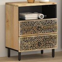 Berkfield Home Bedside Cabinet 50x33x60 cm Solid Wood Mango in Brown | Size: 50 x 33 x 60 cm