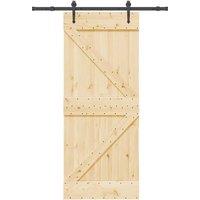 Berkfield Home Sliding Door with Hardware Set 85x210 cm Solid Wood Pine in Brown
