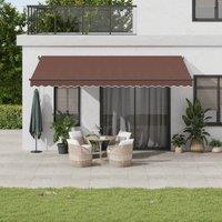 Berkfield Home Manual Retractable Awning with LEDs Brown 500x300 cm