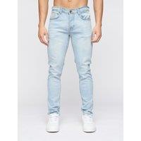 Crosshatch Buraca Men's Slim-Fit Stretch Denim Jeans with Button Fly in Light Blue | Size: 40R