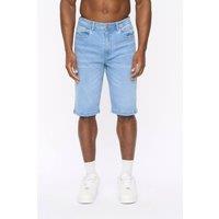 Crosshatch Men's Hammersmith Slim Fit Denim Shorts with Stretch in Light Blue | Size: 34