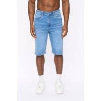 Crosshatch Men's Hammersmith Slim Fit Denim Shorts with Stretch in Mid Blue | Size: 34