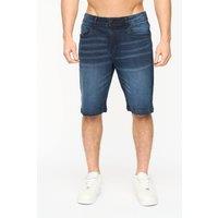 Crosshatch Men's Kamaline Stretch Denim Shorts in Straight Fit in Dark Blue | Size: 36