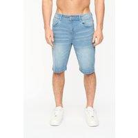 Crosshatch Men's Kamaline Stretch Denim Shorts in Straight Fit in Light Blue | Size: 34