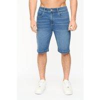 Crosshatch Men's Kamaline Stretch Denim Shorts in Straight Fit in Mid Blue | Size: 36