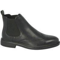 Thomas Blunt Men's Brogue Detail Chelsea Boot with Elastic Side Panels in Black | Size: 11