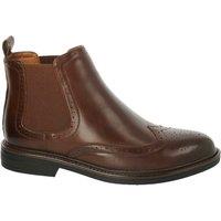 Thomas Blunt Men's Brogue Detail Chelsea Boot with Elastic Side Panels in Brown | Size: 11