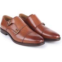 Thomas Crick Men's Aubry Suede Leather Double Monk Strap Shoes in Tan | Size: 12