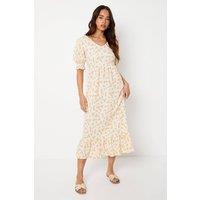 Dorothy Perkins Women's Petite Ivory Ditsy Tiered Jersey Midi Dress | Size: 18