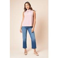 Dorothy Perkins Women's High Neck Tie Back Jersey Top in Pink | Size: 12