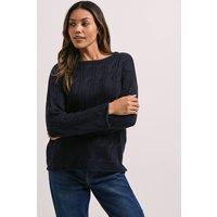 Dorothy Perkins Women's All Over Cable Jumper in Navy | Size: Large