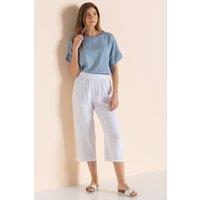 Klass. Women's Wide Leg Linen Blend Cropped Trousers in White | Size: 20