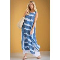 Klass. Women's Printed Sleeveless Layered Maxi Dress in Dark Navy | Size: 10