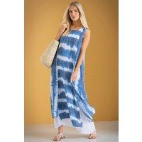 Klass. Women's Printed Sleeveless Layered Maxi Dress in Dark Navy | Size: 20