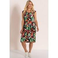 Klass. Women's Pleated Print Dress in Green | Size: 2XL