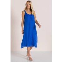 Klass. Women's Floral Crochet Strap Dress in Cobalt | Size: 22