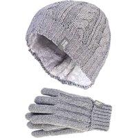 Heat Holders Women's Fleece Lined Thermal Hat & Gloves Set for Winter in Grey | Size: Medium/Large