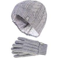 Heat Holders Women's Fleece Lined Thermal Hat & Gloves Set for Winter in Grey | Size: S/M