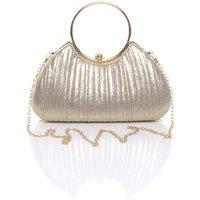 AJVANI Women's Satin Pleated Wedding Bridal Prom Party Clutch Grab Handbag Bag in Gold