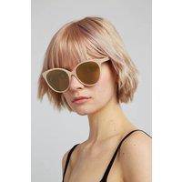 Louche Women's Lilly Round Cat Eye Sunglasses Nude