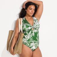 Lands' End Women's Plus Shine Knot Front Tie Back Tankini, High Waisted - 2 piece in Green | Size: 20-22