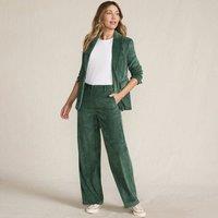 Lands' End Women's Wide Leg Corduroy Trousers in Bottle Green | Size: 14-16