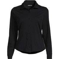 Lands' End Women's Long Sleeve Supima Cotton Buttonfront Top in Black | Size: 10-12