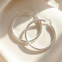Harfi Women's Everyday Minimalist Plain Sterling Silver Hoop Earrings