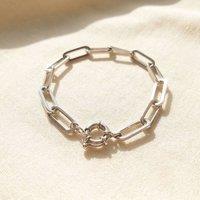 Harfi Women's Silver Plain Paperclip Bracelet | Size: 18 cm