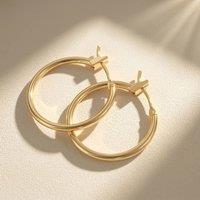 Harfi Women's Small Plain Gold Plated Hoop Earrings