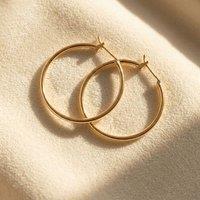 Harfi Women's Classic Plain Gold Plated Hoop Earrings