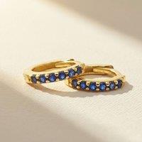Harfi Women's Sapphire September Birthstone Huggie Hoop Earrings in Gold