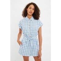 Louche Women's Addie Picnic Check Playsuit In Blue | Size: 8