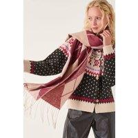 Monsoon Women's Feliz Fair Isle Cardigan Brown in Chocolate | Size: XL
