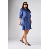 Shnoo Women's Midi Smock Dress in Blue | Size: 20