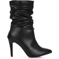 XY London Women's 'Velma' Ruched Pointed Toe Stiletto High Heeled Ankle Boots in Black | Size: 6
