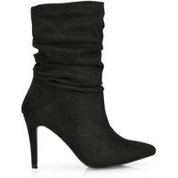 XY London Women's 'Velma' Ruched Pointed Toe Stiletto High Heeled Ankle Boots in Jet Black | Size: 5