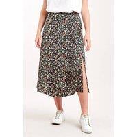 Louche Women's Barney Flower Patch Print Midi Skirt in Black & White | Size: 8