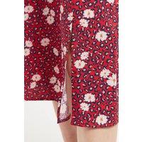 Louche Women's Liv Roaring Daisy Print Long Sleeve Midi Dress Red | Size: 10