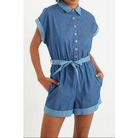 Louche Women's Addie Double Denim Playsuit in Blue | Size: 12