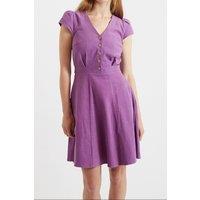 Louche Women's Cathleen Lilac Mini Baby Cord Tea Dress in Purple | Size: 14