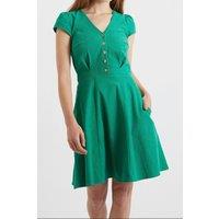 Louche Women's Cathleen Green Mini Baby Cord Tea Dress | Size: 12