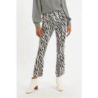 Louche Women's Janelyn Zebra Flared Slim Fit Trouser in Black | Size: 10